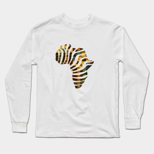 Kente, Africa Map with Stripes, Ghana Pattern Long Sleeve T-Shirt